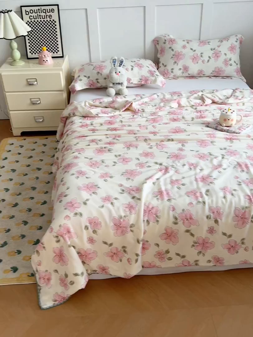 91家纺网 家纺一手货源 找家纺 VIP被业 2025新款书香绸网红直播小红书夏凉被凉感冰丝天丝夏被 醉梦仙霖