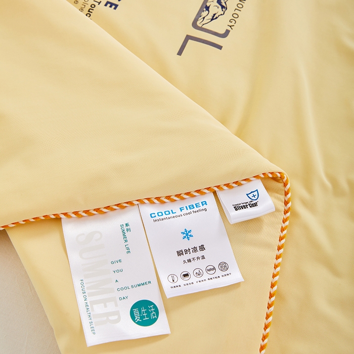 91家纺网 家纺一手货源 找家纺 VIP被业 2025新款云母凉感丝日本凉感科技冰淇淋氨纶天丝纯色夏被空调被 黄色