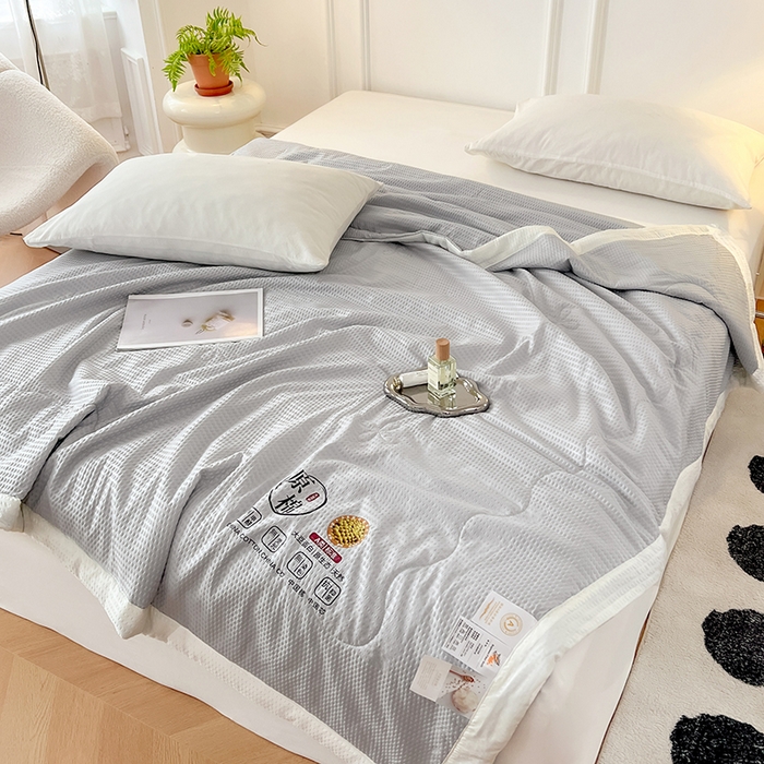 91家纺网 家纺一手货源 找家纺 VIP被业 2025新款原棉夏被针织棉大豆夏凉被子被芯夏被被子空调被 灰色