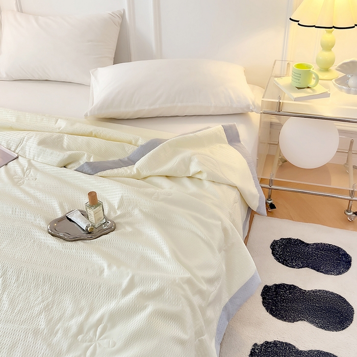 91家纺网 家纺一手货源 找家纺 VIP被业 2025新款原棉夏被针织棉大豆夏凉被子被芯夏被被子空调被 米色