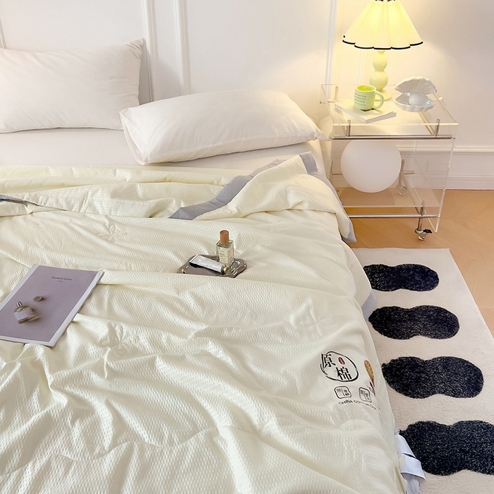 91家纺网 家纺一手货源 找家纺 VIP被业 2025新款原棉夏被针织棉大豆夏凉被子被芯夏被被子空调被 米色