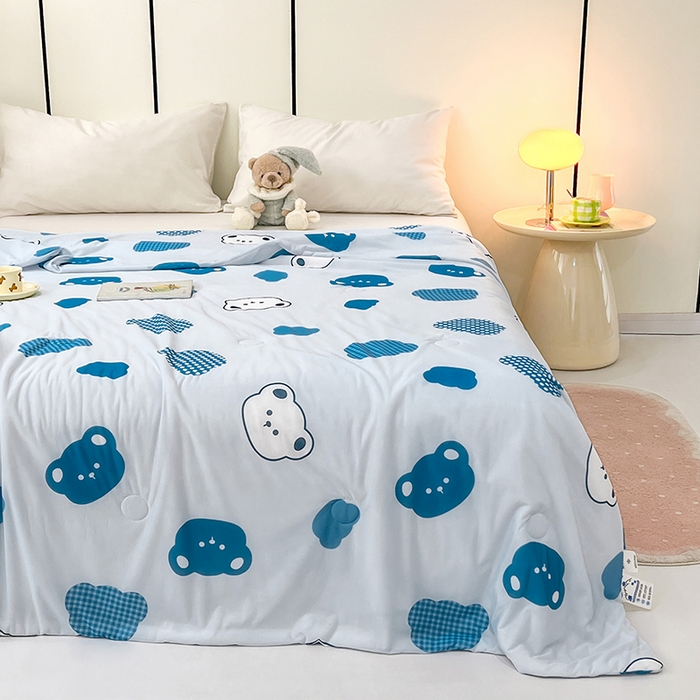 91家纺网 家纺一手货源 找家纺 （总）VIP被业 2025新款印花凉感丝冰淇淋云母日本凉感科技冰淇淋氨纶凉感天丝纯色夏被空调被