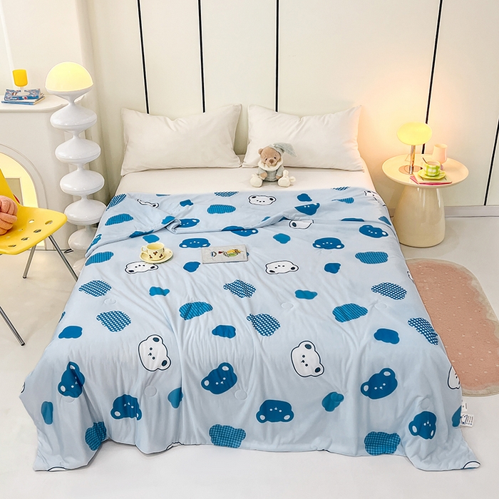 91家纺网 家纺一手货源 找家纺 （总）VIP被业 2025新款印花凉感丝冰淇淋云母日本凉感科技冰淇淋氨纶凉感天丝纯色夏被空调被