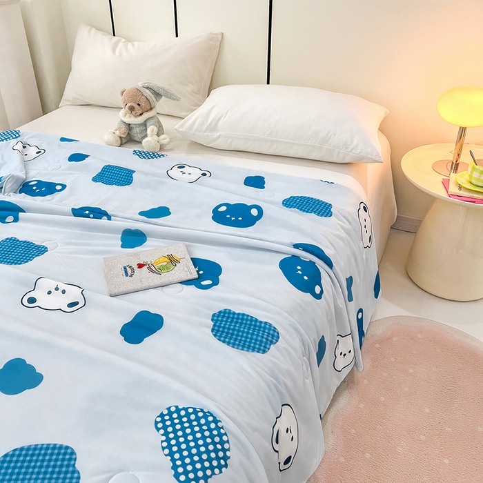 91家纺网 家纺一手货源 找家纺 （总）VIP被业 2025新款印花凉感丝冰淇淋云母日本凉感科技冰淇淋氨纶凉感天丝纯色夏被空调被