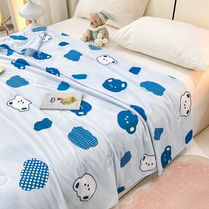 91家纺网 家纺一手货源 找家纺 （总）VIP被业 2025新款印花凉感丝冰淇淋云母日本凉感科技冰淇淋氨纶凉感天丝纯色夏被空调被