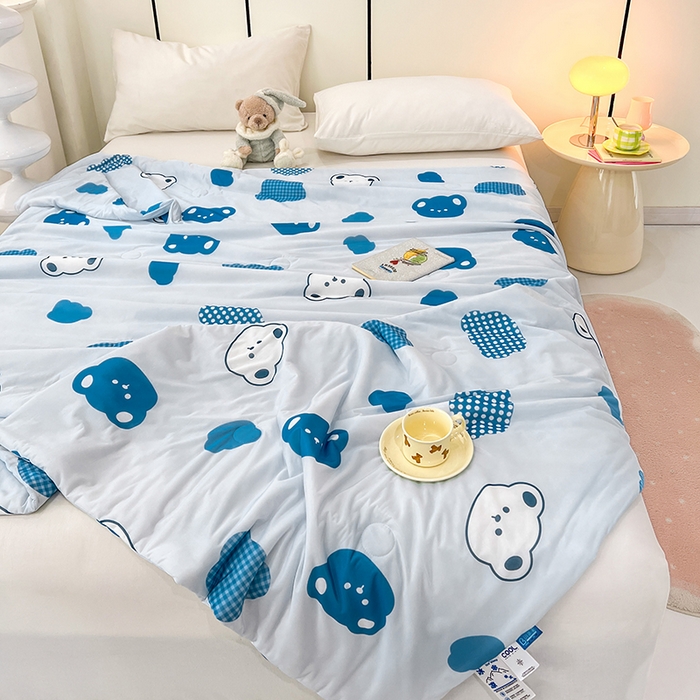 91家纺网 家纺一手货源 找家纺 （总）VIP被业 2025新款印花凉感丝冰淇淋云母日本凉感科技冰淇淋氨纶凉感天丝纯色夏被空调被