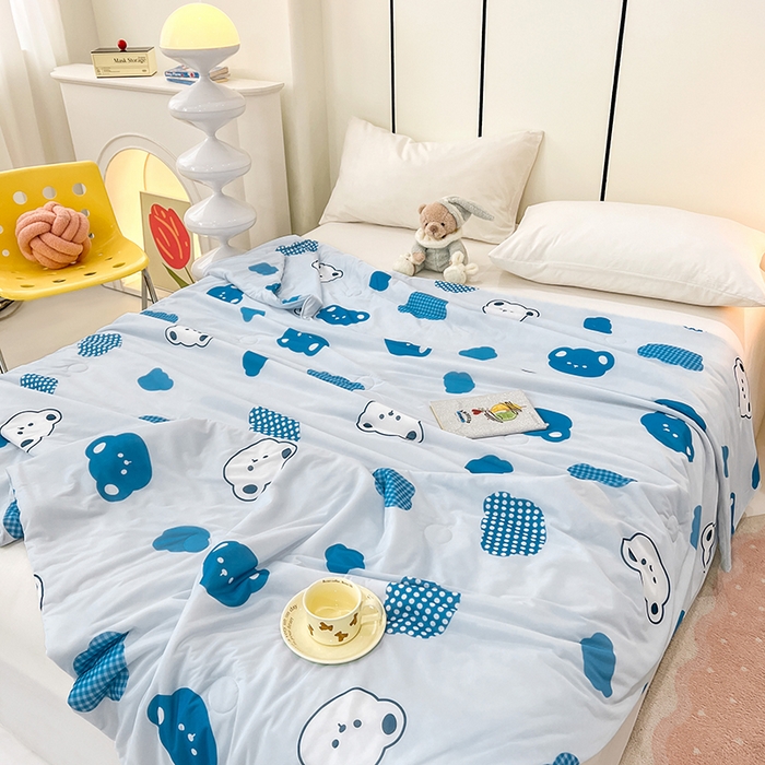 91家纺网 家纺一手货源 找家纺 （总）VIP被业 2025新款印花凉感丝冰淇淋云母日本凉感科技冰淇淋氨纶凉感天丝纯色夏被空调被