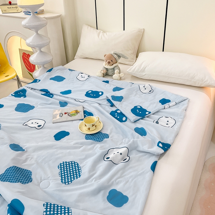 91家纺网 家纺一手货源 找家纺 （总）VIP被业 2025新款印花凉感丝冰淇淋云母日本凉感科技冰淇淋氨纶凉感天丝纯色夏被空调被