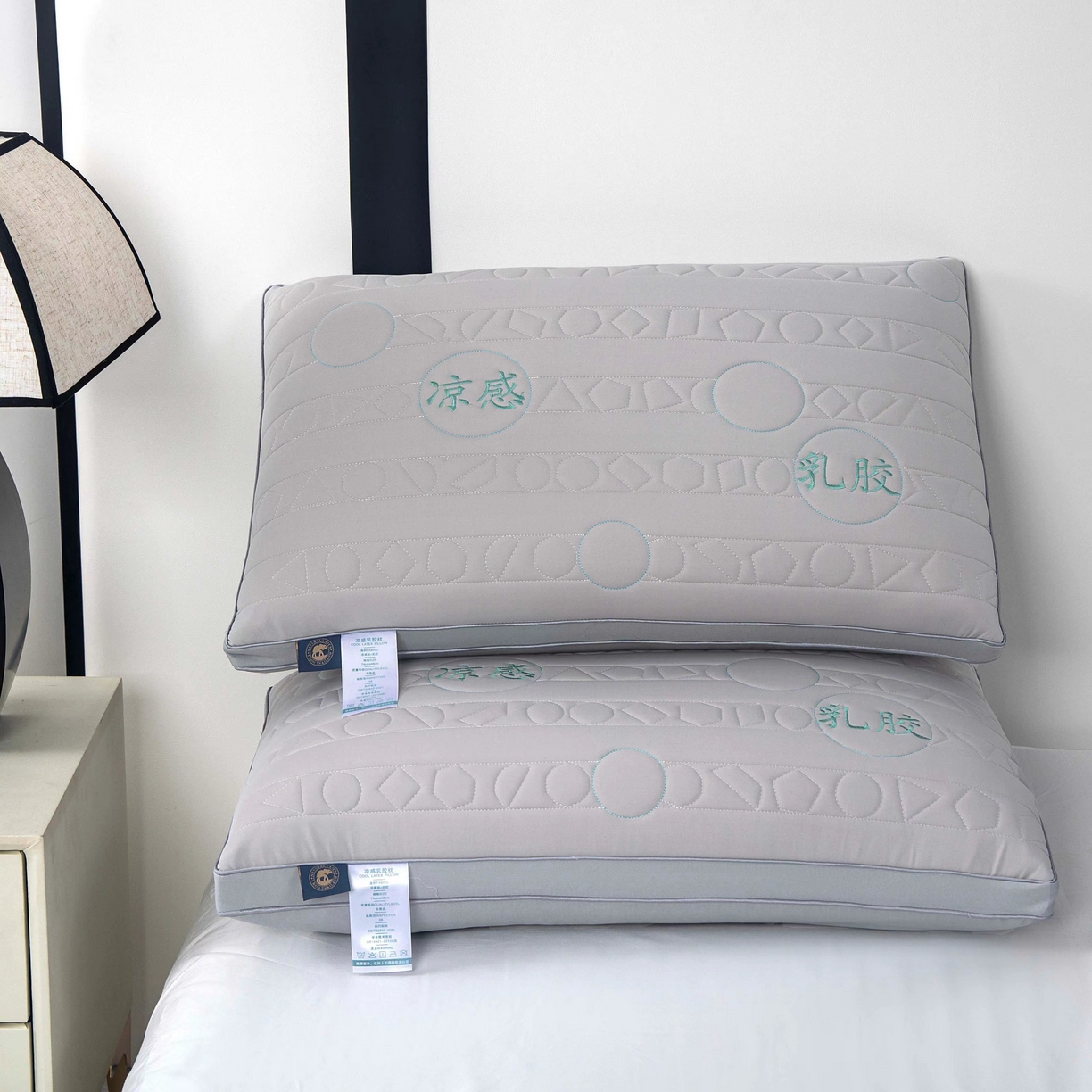 91家纺网 家纺一手货源 找家纺 佳尚枕芯 2025新款凉感乳胶枕枕头枕芯 灰色48x74cm