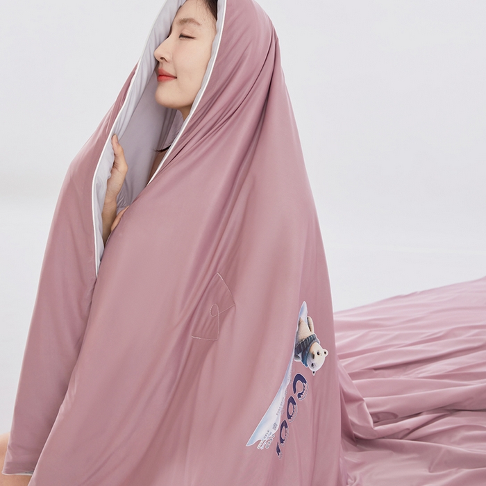 91家纺网 家纺一手货源 找家纺 VIP被业 2025新款西瓜凉感丝夏被冰淇淋云母日本凉感科技冰淇淋氨纶凉感天丝纯色夏被空调被 香芋紫