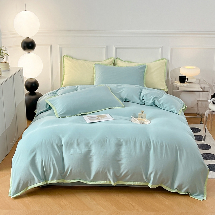 91家纺网 家纺一手货源 找家纺 VIP被业 2025新款赛天丝凉感透气四件套单枕套 时光蓝