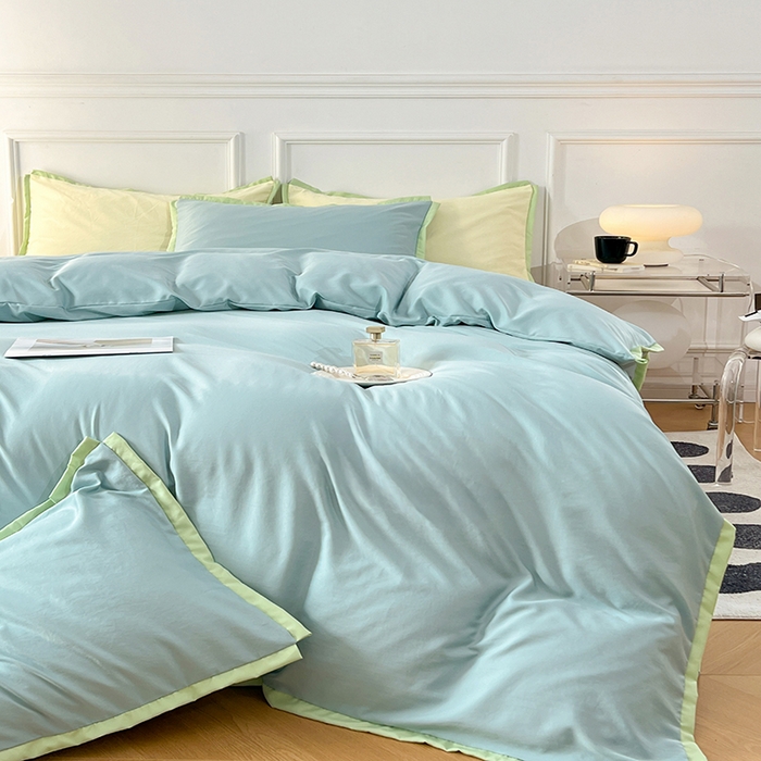 91家纺网 家纺一手货源 找家纺 VIP被业 2025新款赛天丝凉感透气四件套单枕套 时光蓝