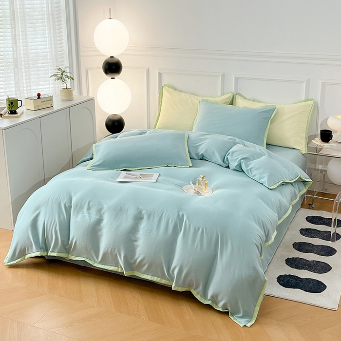 91家纺网 家纺一手货源 找家纺 VIP被业 2025新款赛天丝凉感透气四件套单枕套 时光蓝