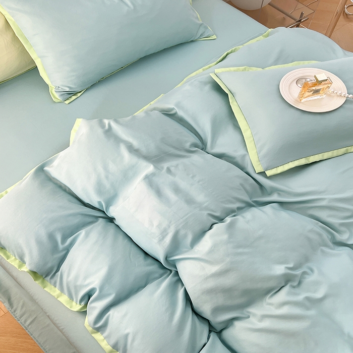 91家纺网 家纺一手货源 找家纺 VIP被业 2025新款赛天丝凉感透气四件套单枕套 时光蓝