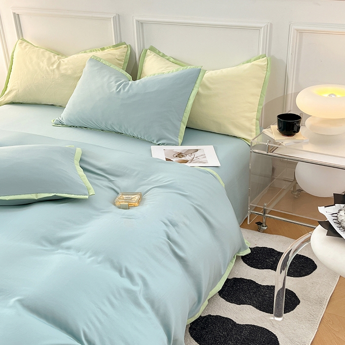 91家纺网 家纺一手货源 找家纺 VIP被业 2025新款赛天丝凉感透气四件套单枕套 时光蓝