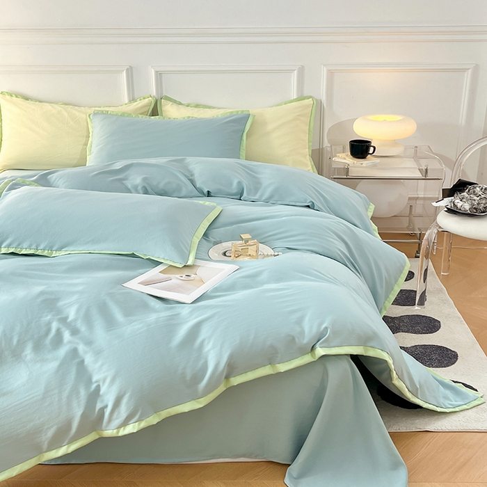 91家纺网 家纺一手货源 找家纺 VIP被业 2025新款赛天丝凉感透气四件套单枕套 时光蓝