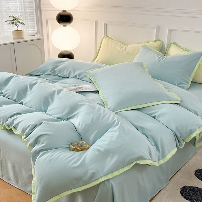 91家纺网 家纺一手货源 找家纺 VIP被业 2025新款赛天丝凉感透气四件套单枕套 时光蓝