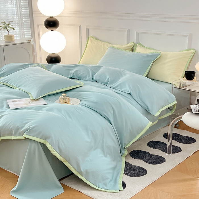 91家纺网 家纺一手货源 找家纺 VIP被业 2025新款赛天丝凉感透气四件套单枕套 时光蓝