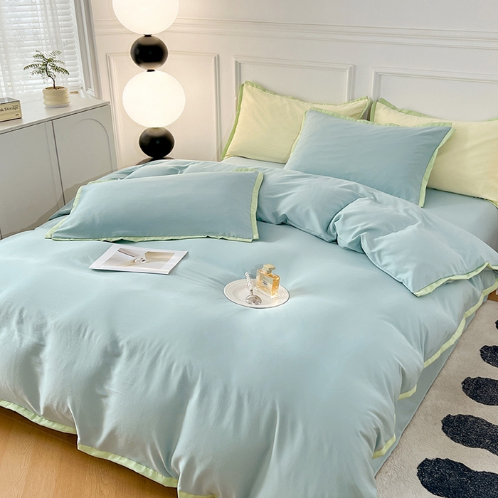 91家纺网 家纺一手货源 找家纺 VIP被业 2025新款赛天丝凉感透气四件套单枕套 时光蓝