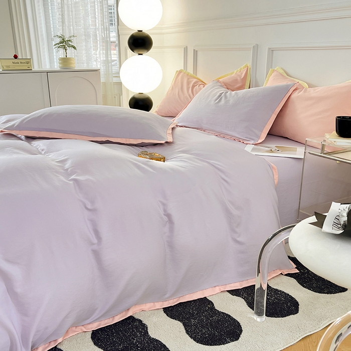 91家纺网 家纺一手货源 找家纺 VIP被业 2025新款赛天丝凉感透气四件套单枕套 烟紫晶