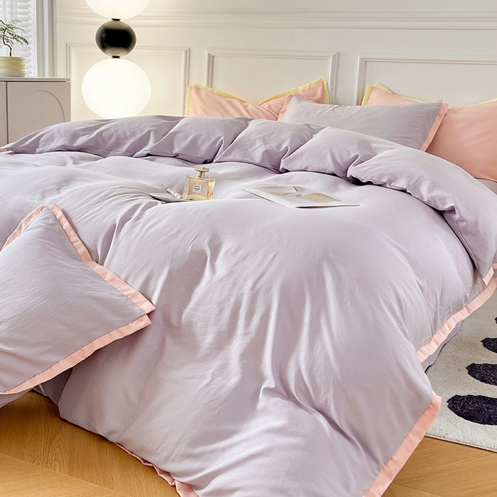 91家纺网 家纺一手货源 找家纺 VIP被业 2025新款赛天丝凉感透气四件套单枕套 烟紫晶