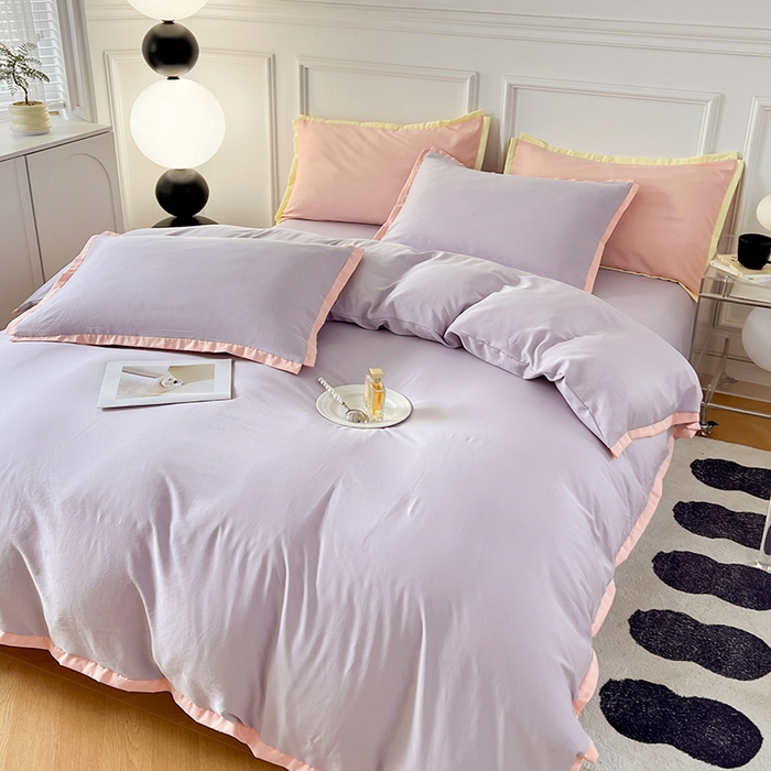 91家纺网 家纺一手货源 找家纺 VIP被业 2025新款赛天丝凉感透气四件套单枕套 烟紫晶