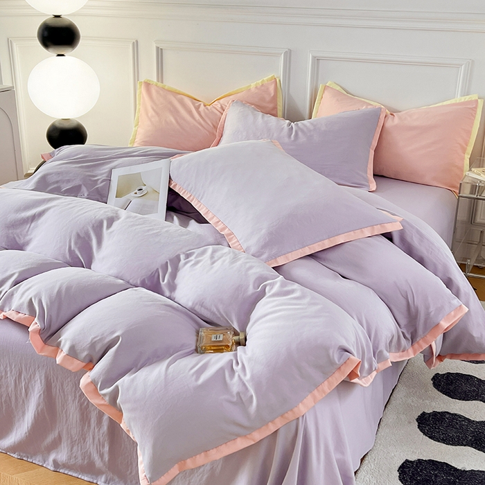 91家纺网 家纺一手货源 找家纺 VIP被业 2025新款赛天丝凉感透气四件套单枕套 烟紫晶
