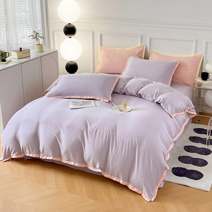 91家纺网 家纺一手货源 找家纺 VIP被业 2025新款赛天丝凉感透气四件套单枕套 烟紫晶