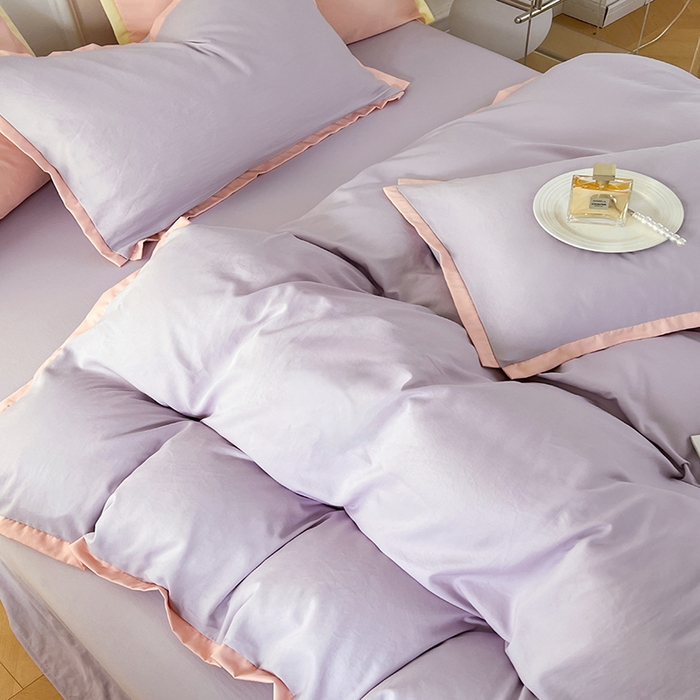 91家纺网 家纺一手货源 找家纺 VIP被业 2025新款赛天丝凉感透气四件套单枕套 烟紫晶