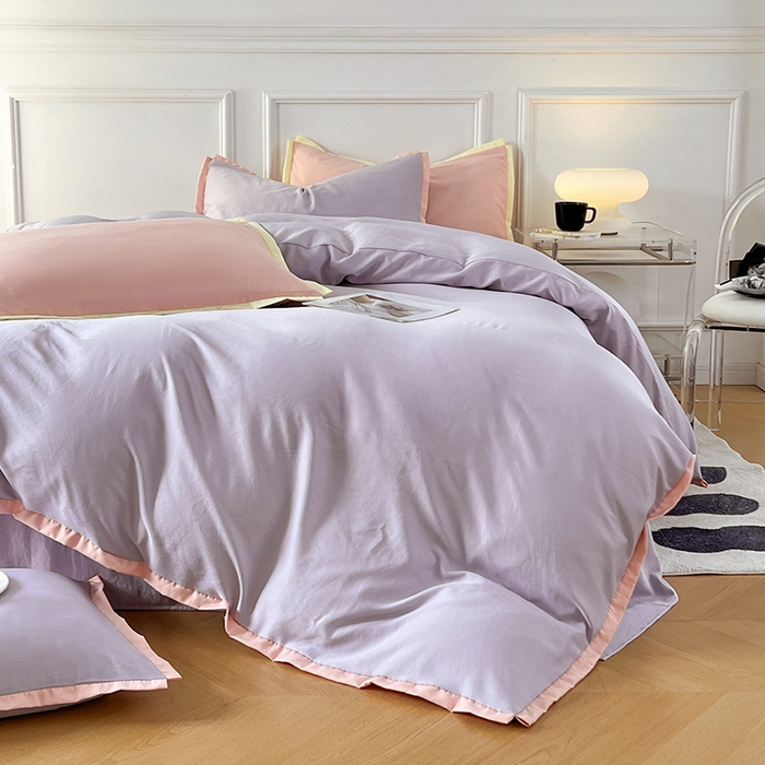 91家纺网 家纺一手货源 找家纺 VIP被业 2025新款赛天丝凉感透气四件套单枕套 烟紫晶