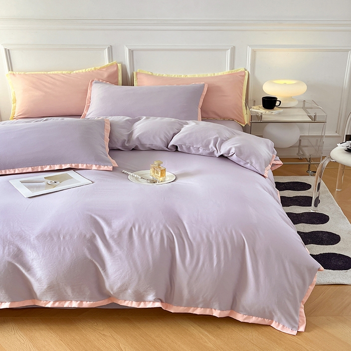 91家纺网 家纺一手货源 找家纺 VIP被业 2025新款赛天丝凉感透气四件套单枕套 烟紫晶