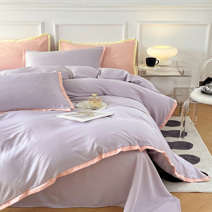 91家纺网 家纺一手货源 找家纺 VIP被业 2025新款赛天丝凉感透气四件套单枕套 烟紫晶