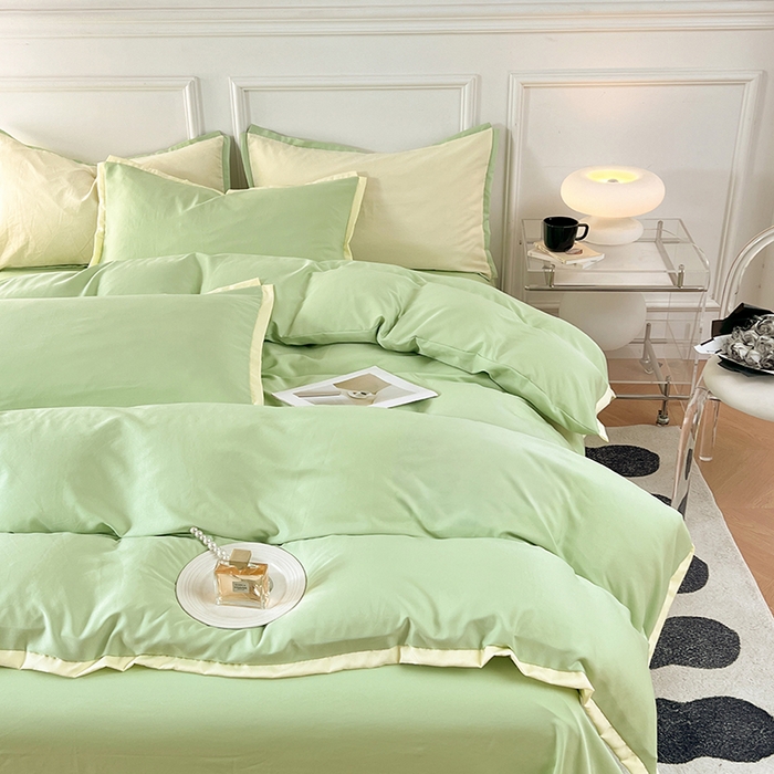 91家纺网 家纺一手货源 找家纺 VIP被业 2025新款赛天丝凉感透气四件套单枕套 英伦绿