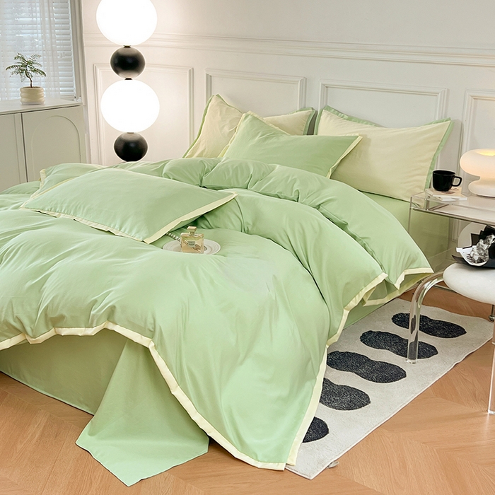 91家纺网 家纺一手货源 找家纺 VIP被业 2025新款赛天丝凉感透气四件套单枕套 英伦绿