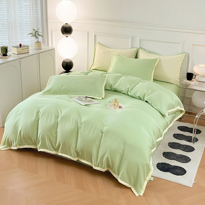 91家纺网 家纺一手货源 找家纺 VIP被业 2025新款赛天丝凉感透气四件套单枕套 英伦绿