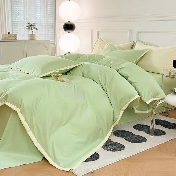 91家纺网 家纺一手货源 找家纺 VIP被业 2025新款赛天丝凉感透气四件套单枕套 英伦绿