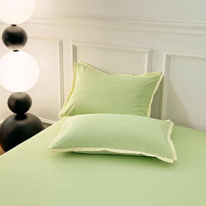 91家纺网 家纺一手货源 找家纺 VIP被业 2025新款赛天丝凉感透气四件套单枕套 英伦绿