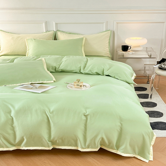 91家纺网 家纺一手货源 找家纺 VIP被业 2025新款赛天丝凉感透气四件套单枕套 英伦绿