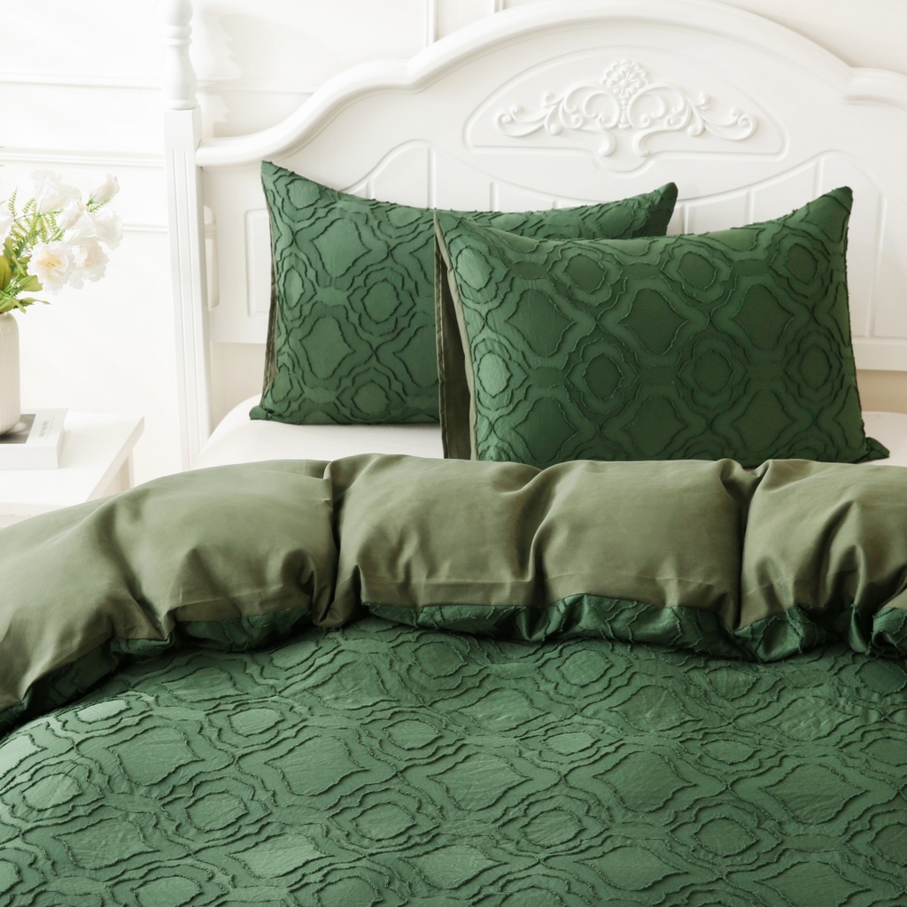 91家纺网 家纺一手货源 找家纺 （总）子不语家纺2025新款跨境外贸剪花簇绒纯色三件套亚马逊Temu速卖通Shein沃尔玛专供