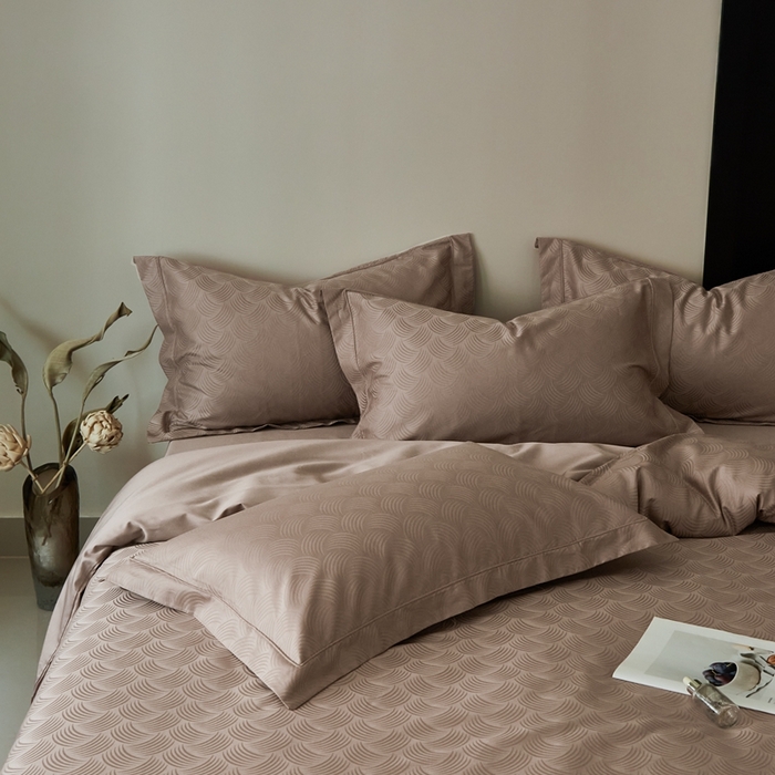 91家纺网 家纺一手货源 找家纺 顾家家居2025新款全棉提花四件套 璞野--暮色粉