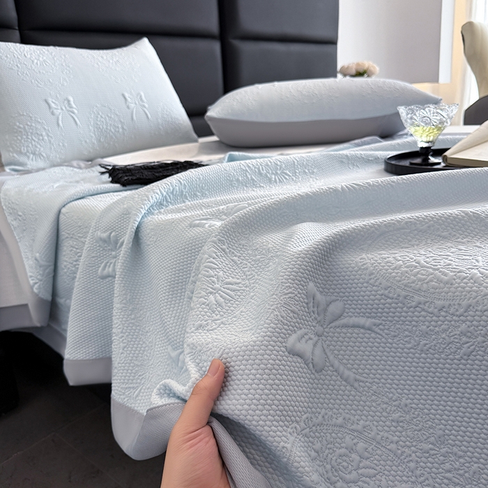 佰亿莱2025新款手捧花凉席床席床笠款 床席手捧花蓝