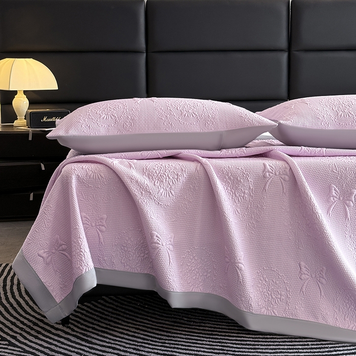 91家纺网 家纺一手货源 找家纺 佰亿莱2025新款手捧花凉席床席床笠款 床席手捧花紫