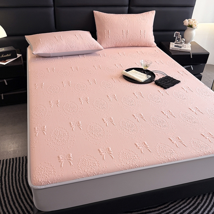 91家纺网 家纺一手货源 找家纺 佰亿莱2025新款手捧花凉席床席床笠款 手捧花粉