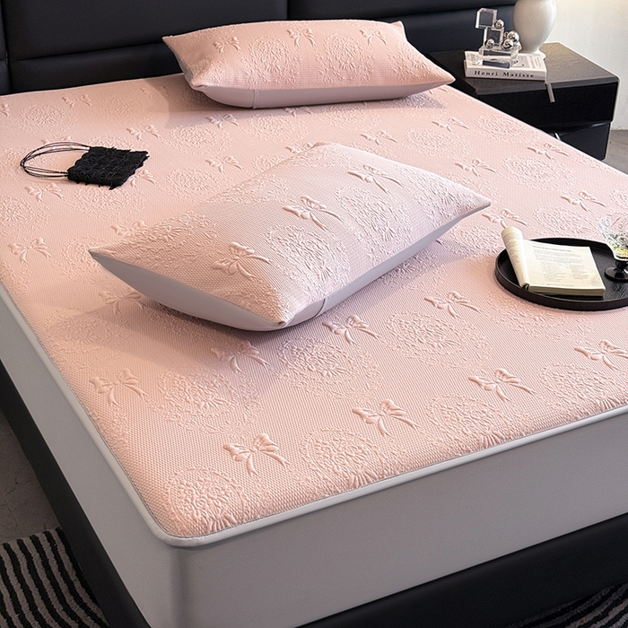 91家纺网 家纺一手货源 找家纺 佰亿莱2025新款手捧花凉席床席床笠款 手捧花粉