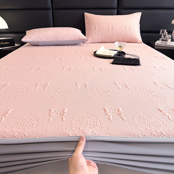 91家纺网 家纺一手货源 找家纺 佰亿莱2025新款手捧花凉席床席床笠款 手捧花粉