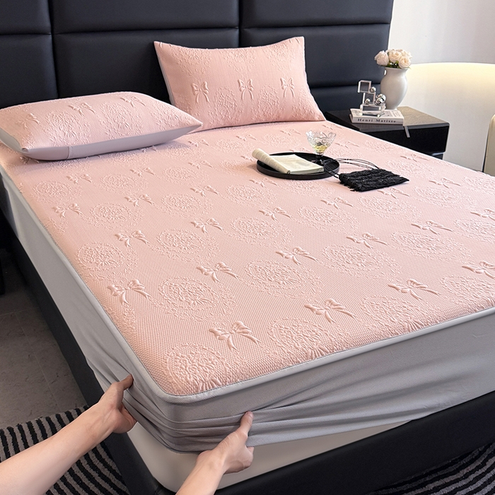 91家纺网 家纺一手货源 找家纺 佰亿莱2025新款手捧花凉席床席床笠款 手捧花粉