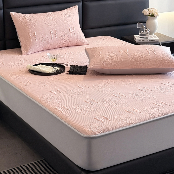 91家纺网 家纺一手货源 找家纺 佰亿莱2025新款手捧花凉席床席床笠款 手捧花粉