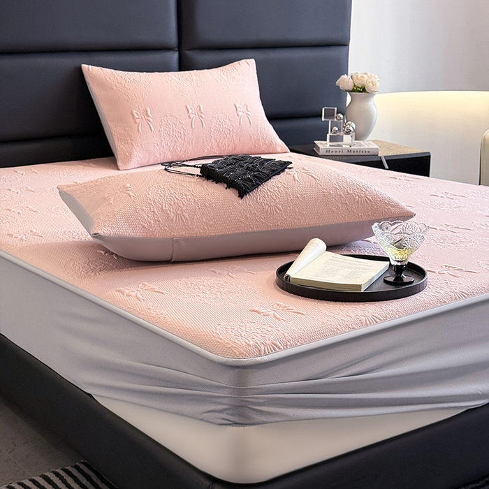 91家纺网 家纺一手货源 找家纺 佰亿莱2025新款手捧花凉席床席床笠款 手捧花粉