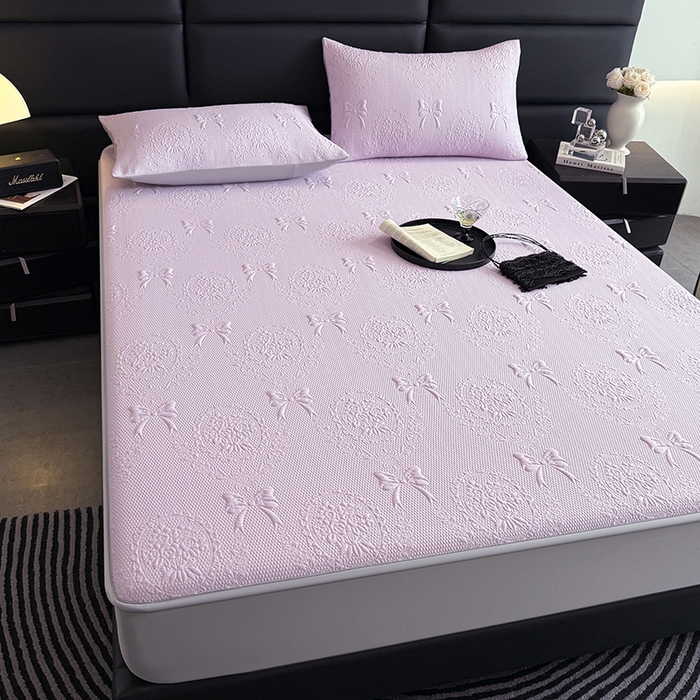 91家纺网 家纺一手货源 找家纺 佰亿莱2025新款手捧花凉席床席床笠款 手捧花紫