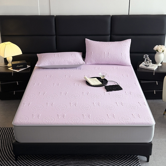 91家纺网 家纺一手货源 找家纺 佰亿莱2025新款手捧花凉席床席床笠款 手捧花紫